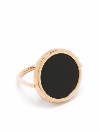 GINETTE NY 18kt Rose Gold Onyx Disc Ring - Farfetch