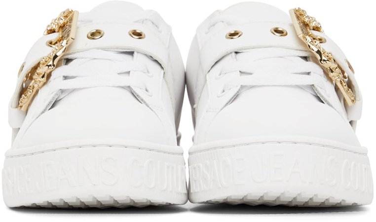 Versace Jeans Couture: White Court Low-Top Sneakers | SSENSE