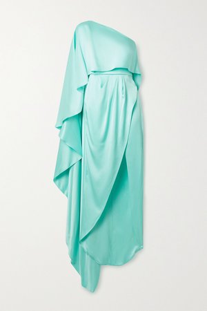 Mint One-shoulder asymmetric silk-satin gown | Ralph & Russo | NET-A-PORTER