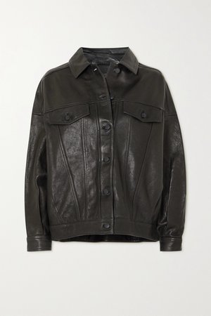 Black Drew oversized leather jacket | J Brand | NET-A-PORTER