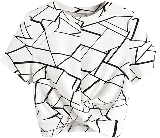 SweatyRocks Women's Casual Twist Front Short Sleeve Crop Top T-Shirt at Amazon Women’s Clothing store
