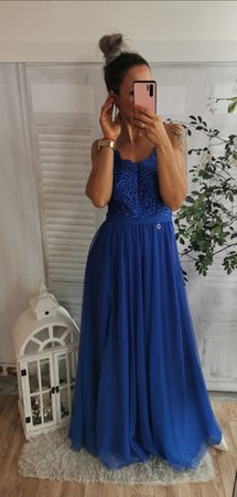 Dark blue long prom dress