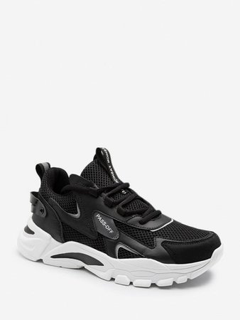 Mesh Breathable Colorblock Thick Bottom Sneakers In BLACK | ZAFUL