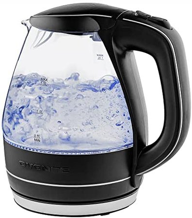 Amazon.com: Ovente Electric Kettle Hot Water Boiler 1.5 Liter BPA Free Borosilicate Glass Fast Boiling Countertop Heater with Automatic Shut Off & Boil Dry Protection for Tea Coffee Milk Noodle, Black KG83B : Grocery & Gourmet Food