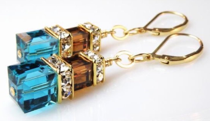 teal and chocolate earrings