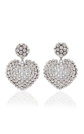 Crystal And Brass Heart Clip Earrings by Alessandra Rich | Moda Operandi