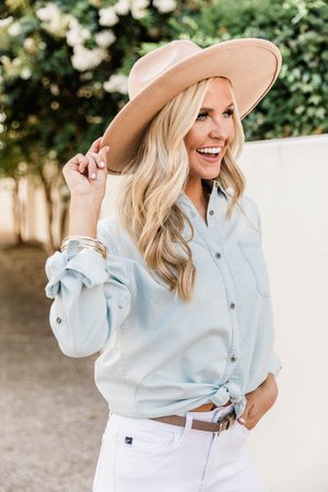 I'll Always Follow You Light Chambray Blue Blouse