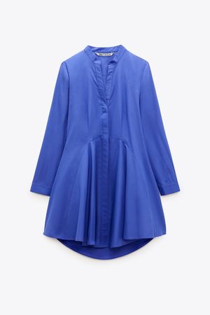 SHORT POPLIN DRESS - Blue | ZARA United States