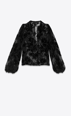 Saint Laurent Tassel Pirate Blouse In Silk And Viscose With Lamé Embroidery | YSL.com