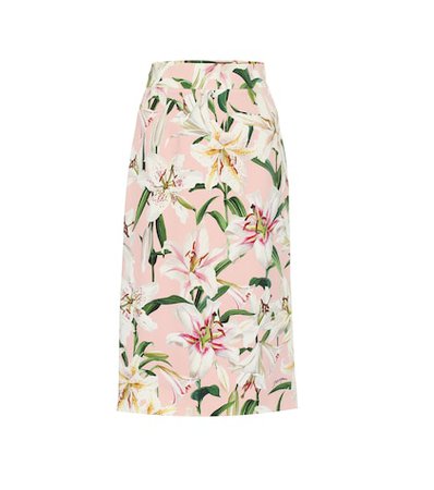 Floral stretch-crêpe pencil skirt