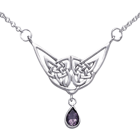 Celtic Eternity Knot Teardrop Gem Necklace - PS-WZTN256 by Medieval Collectibles