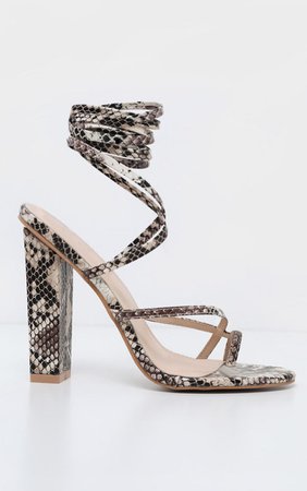 Snake Toe Loop Heeled Sandal | Shoes | PrettyLittleThing USA