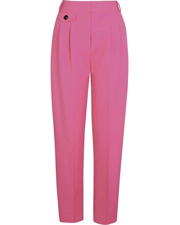 Pink pleated tapered trousers | River Island