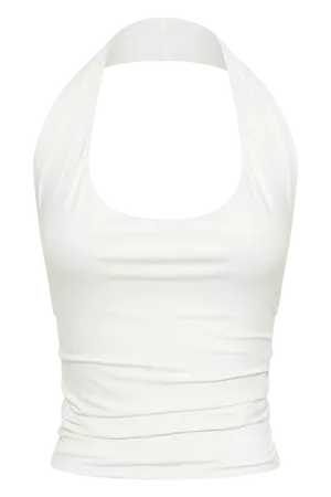 Marie Recycled Nylon Halter Top - White - MESHKI U.S