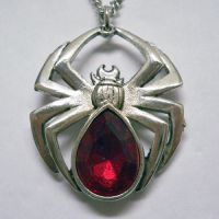 Polished Spider with Red Stone Necklace [NK466R] - $9.99 : Mystic Crypt, the most unique, hard to find items at ghoulishly great prices!