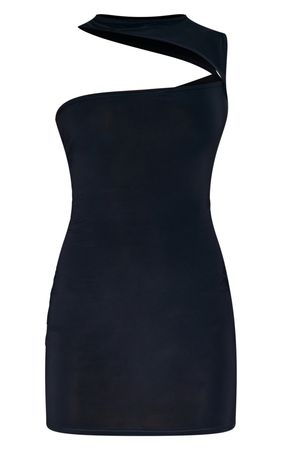 Black Asymmetric Neck Sleeveless Bodycon Dress | PrettyLittleThing USA