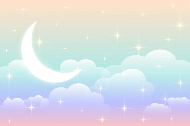 Free Vector | Sky rainbow background with glowing moon design