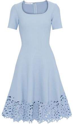 Flared Guipure Lace-trimmed Ponte Dress