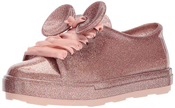 Amazon.com | Mini Melissa Girls' Mel BE + Disney Sneaker, White/Black, 2 M US Little Kid | Sneakers