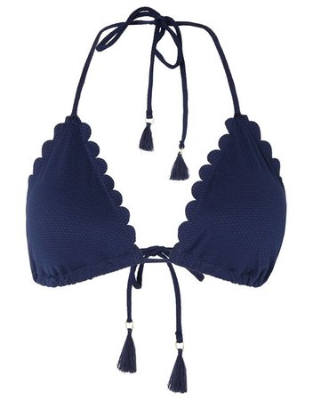 Scallop Bikini Top with Recycled Polyester Blue | Bikini tops | Monsoon UK.