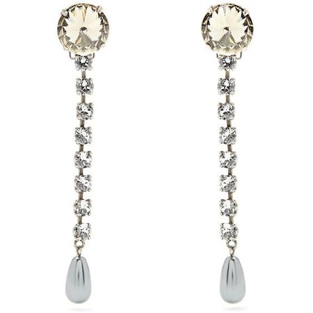 Miu Miu Faux-pearl and crystal clip-on drop earrings