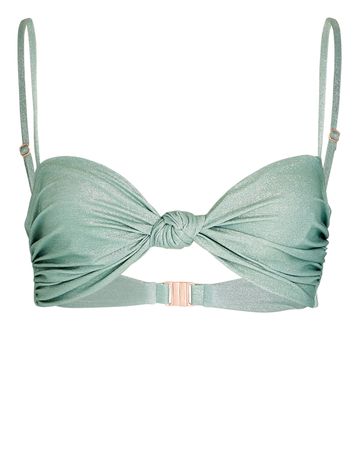 Johanna Ortiz Pleno Sol Twist-Front Bikini Top in green | INTERMIX®