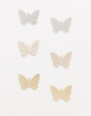 ASOS DESIGN pack of 3 earrings in butterfly designs | ASOS