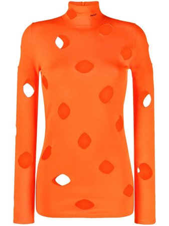 Shop orange Prada cutout knitted top with Express Delivery - Farfetch
