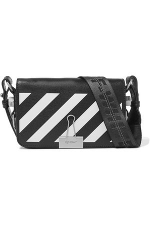 Off-White | Mini striped textured-leather shoulder bag | NET-A-PORTER.COM