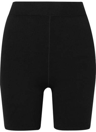 Appliquéd Stretch-jersey Shorts - Black