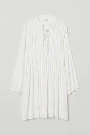 Viscose Dress with Pin-tucks - White