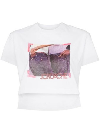 Jordache Cropped cotton photo print T-shirt