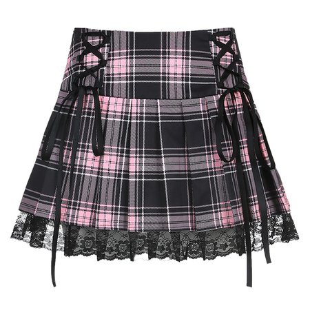 POWERPUFF Tie Up Harajuku emo Gothic Checkered Mini Skirt Ladies Y2K Fashion Aesthetic Punk Plaid Pleated High Waisted Short Skirt – noxexit