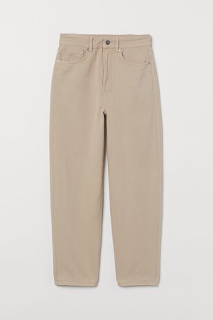 Ankle-length Twill Pants - Beige