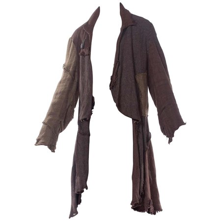 1990'S VIVIENNE WESTWOOD Brown Metallic Linen Blend Deconstructed Mud Style Uni For Sale at 1stDibs
