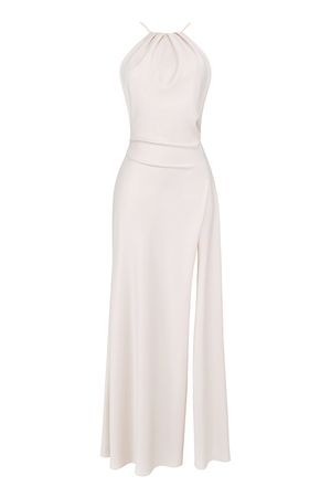 Clothing : Maxi Dresses : 'Zanab' White Thigh Slit Maxi Dress