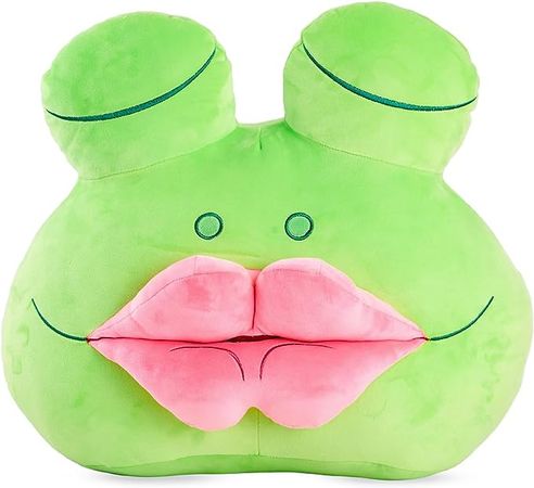 Amazon.com: TAOTAOLIZI Funny Hugging Frog Plush Pillow，16.9" Anime Weighted Frog Stuffed Animal with Loving pouting Pink Lips, Kawaii Squishy Plushies Pillow Pet Gift for Kids, Adults, Valentines & Birthdays : Toys & Games