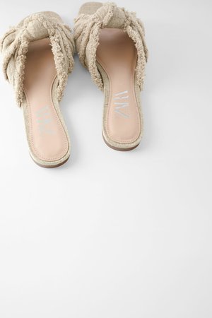 FRINGED FLAT SANDALS WITH KNOT | ZARA United States