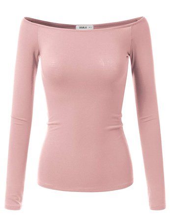 Blush-Pink Off-The-Shoulder Long-Sleeve Shirt