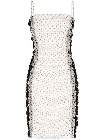 House Of Holland Polka Dot Gathered Mini Dress RT20W0501 White | Farfetch