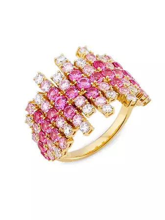 Shop Adriana Orsini Happy Hour 18K-Gold-Plated & Cubic Zirconia Decibel Ring | Saks Fifth Avenue