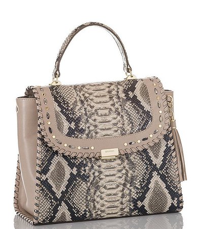 BRAHMIN Ballington Collection Ingrid Top Handle Snake Skin Satchel Bag | Dillard's