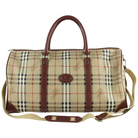 Burberry Duffle Nova Check Boston with 9burz1029 Brown Canvas Weekend/Travel Bag For Sale at 1stdibs