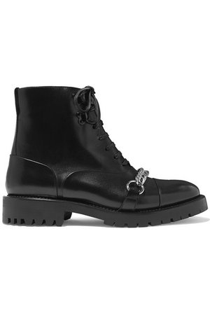 Burberry | Barke chain-trimmed leather ankle boots | NET-A-PORTER.COM