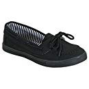 Amazon.com | RL Perla 82 Canvas Lace Up Flat Slip On Boat Comfy Round Toe Sneaker Tennis Shoe All Black 7 | Loafers & Slip-Ons