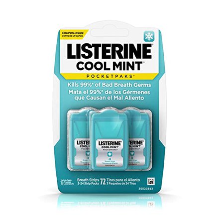 Amazon.com : Listerine Cool Mint Pocketpaks Breath Strips Kills Bad Breath Germs, 24-Strip Pack, 3 Pack : Action Figures : Beauty