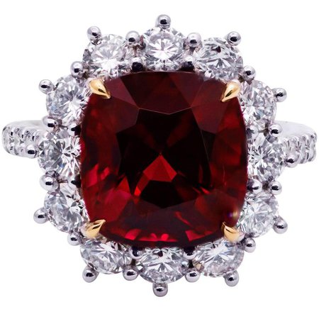 C. Dunaigre Certified 6.92 Carat Natural Spinel and Diamond Cocktail Ring For Sale at 1stdibs