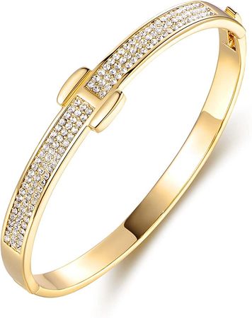 Amazon.com: Bazel 18K Gold Plated Crystal Belt Bangle for Women (Gold): Clothing, Shoes & Jewelry