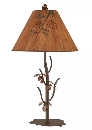Rustic Metal Pine Cone Table Lamp
