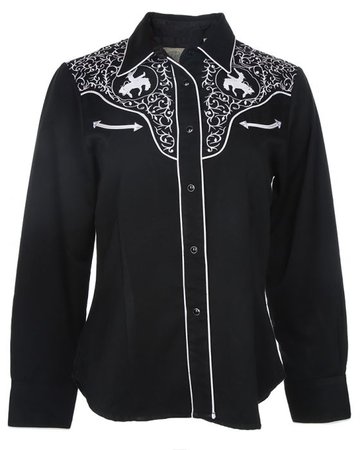 WOMENS EMBROIDERED ROPER WESTERN RODEO SHIRT - M